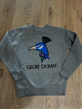 Geoff Duran Peacock Graphic Sweatshirt Gray Crewneck Unisex